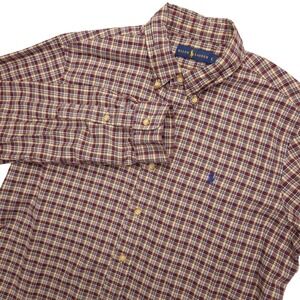 Ralph Lauren Shirt Mens Large Red Plaid Long Sleeve Button Down Cotton